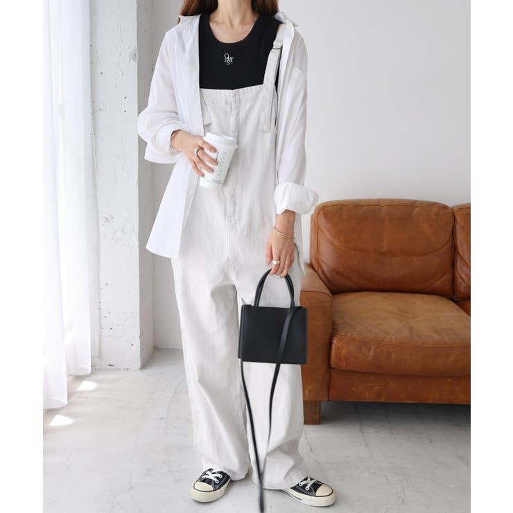 フロントジップ コットンツイル サロペット[品番：AZ000003713]｜andme