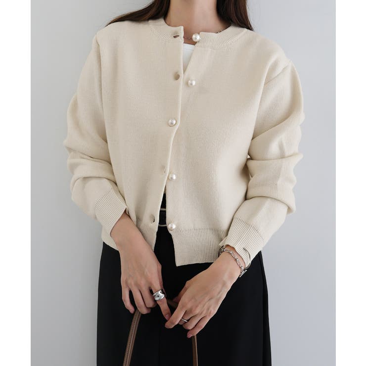 パールボタン 長袖 ニット[品番：AZ000004212]｜andme（アンドミー）の