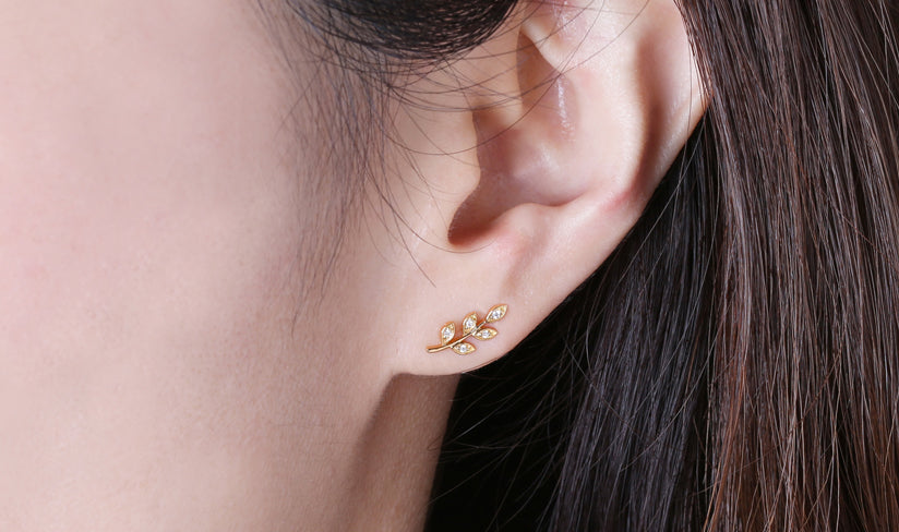 K18/Pt「リーフ」ピアス(片耳用)｜【オレフィーチェ】Orefice