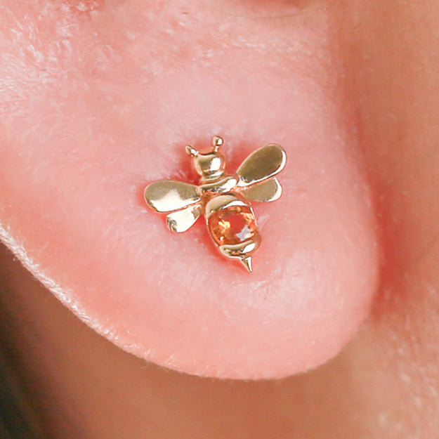 K18/Pt「ミツバチ」ピアス(片耳用)｜【オレフィーチェ】Orefice