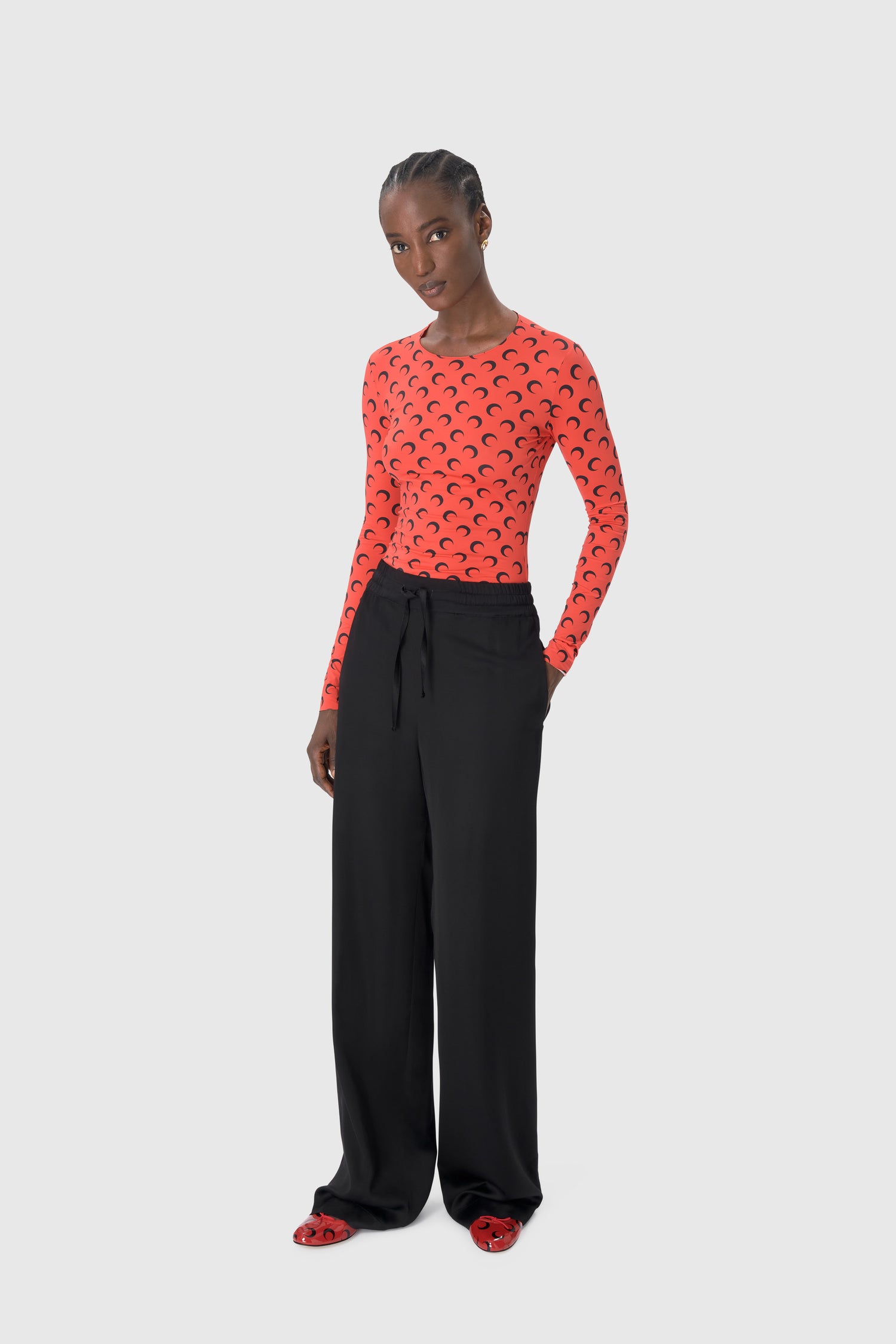 Recycled Moon Jersey Second Skin Crewneck Top • Marine Serre