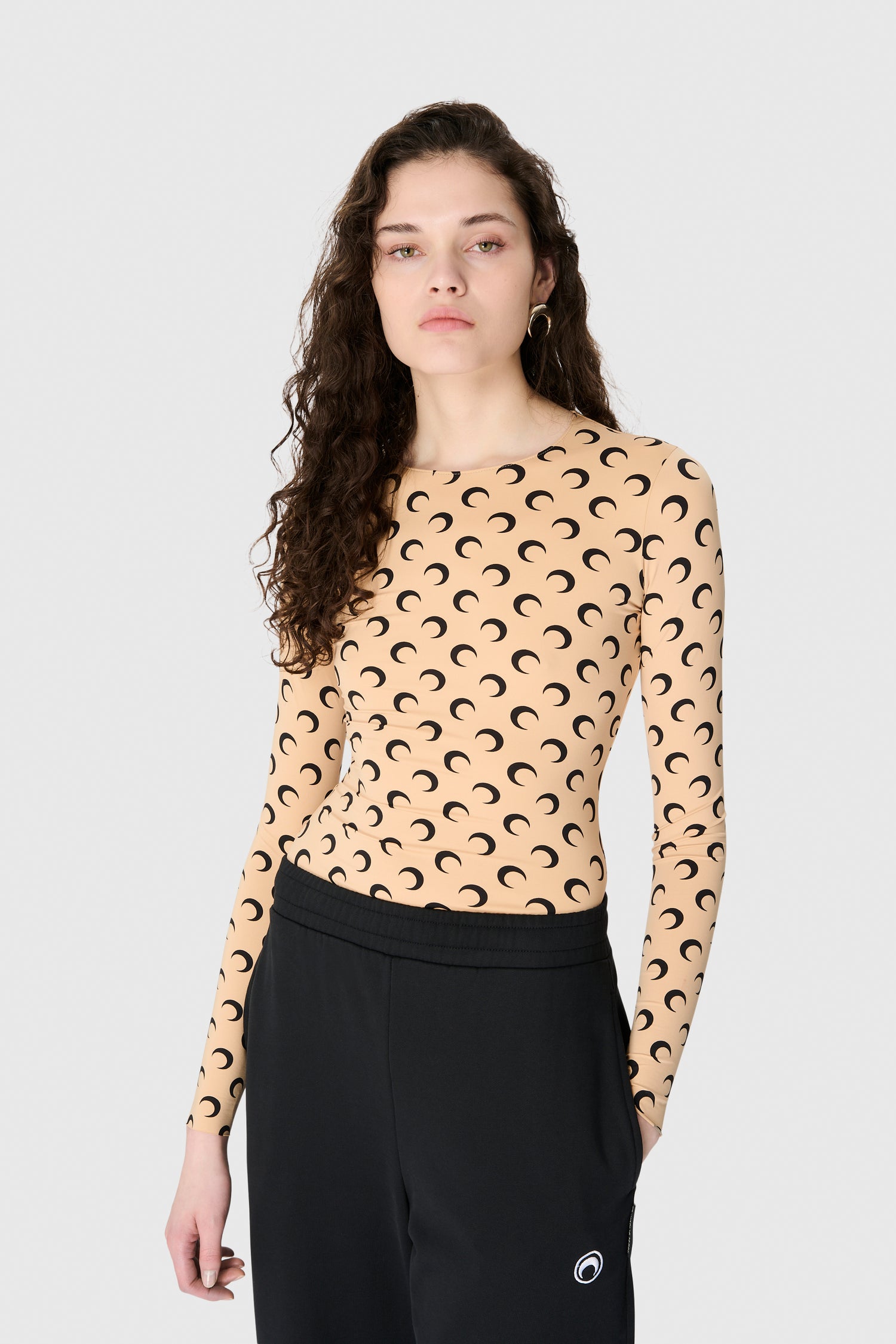 Recycled Moon Jersey Second Skin Crewneck Top • Marine Serre