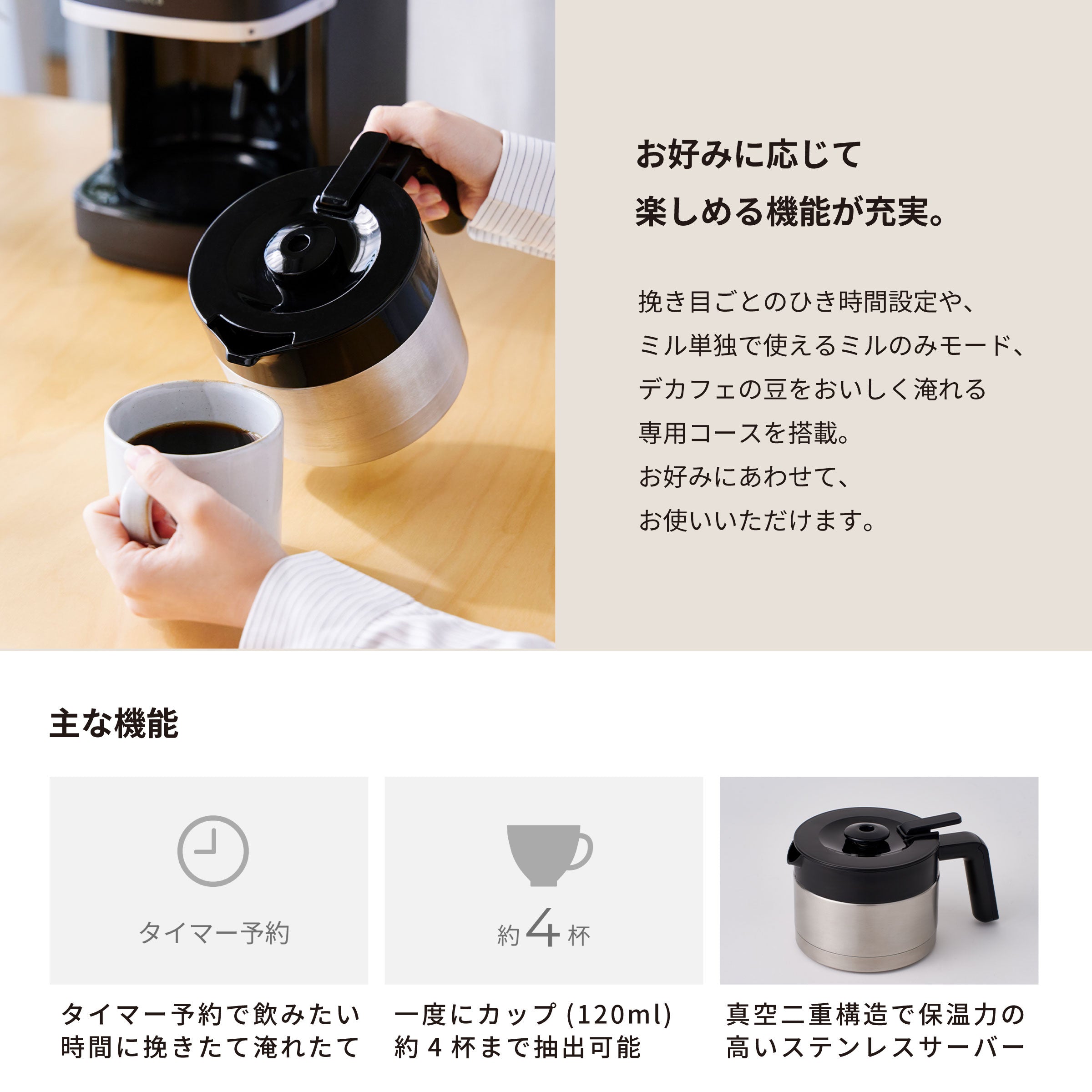 コーン式全自動コーヒーメーカー「カフェばこPRO」 SC-C281 | シロカ