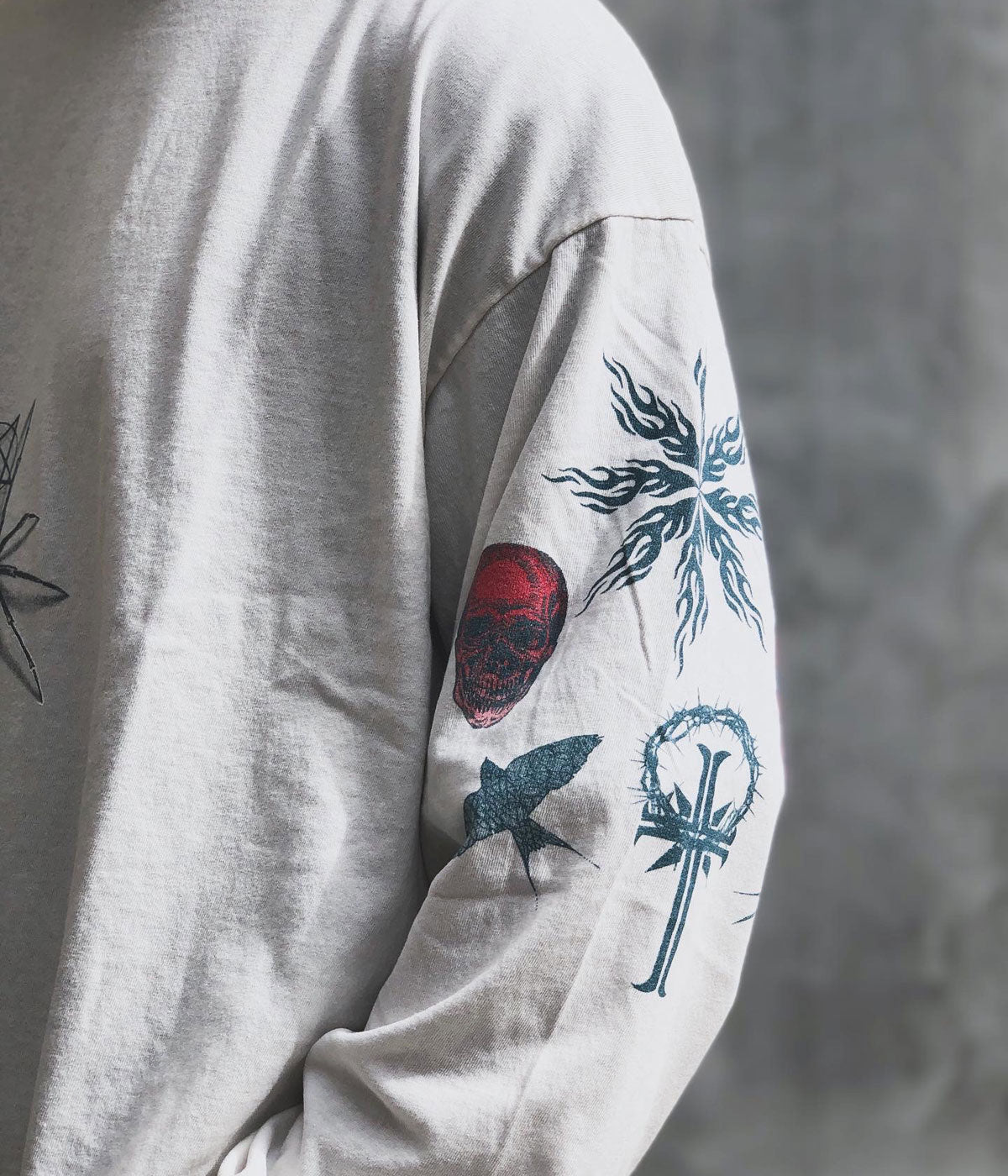 SAINT MICHAEL/DW_LS TEE/TATTOO/WHITE