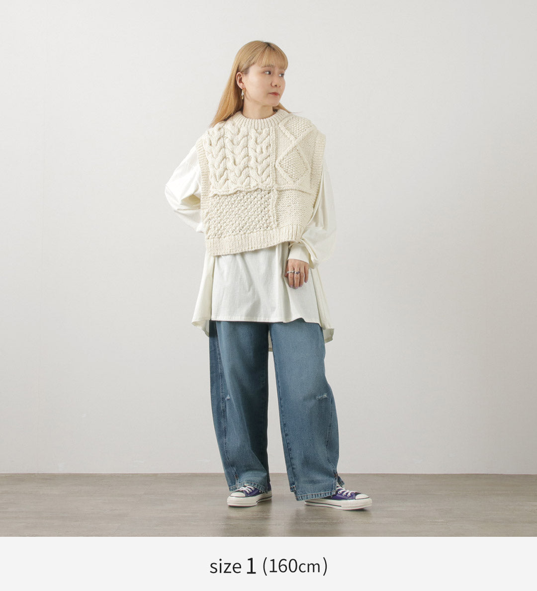 50％OFF】KHA:KI（カーキ） ハンドニット ケーブル ベスト｜ROCOCO