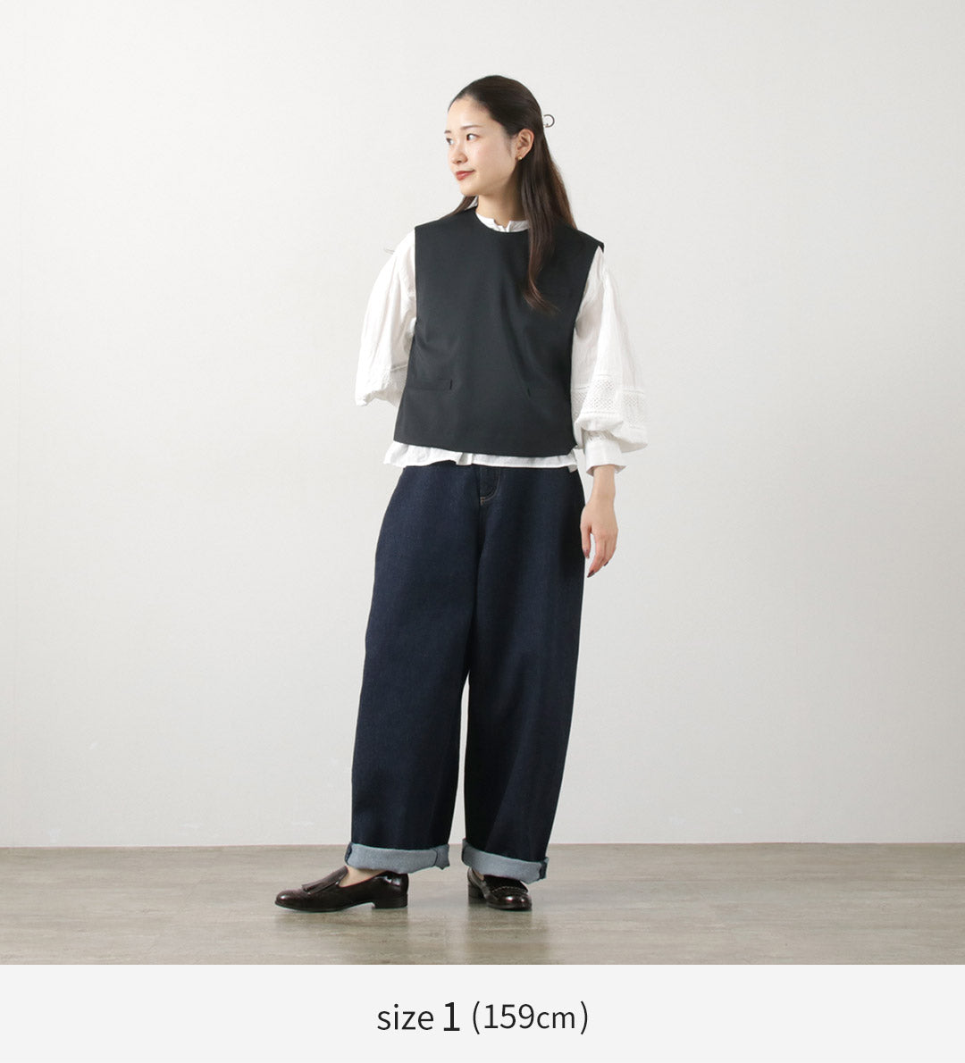 mizuiro ind（ミズイロインド） ハイウェスト ワイドデニム｜ROCOCO