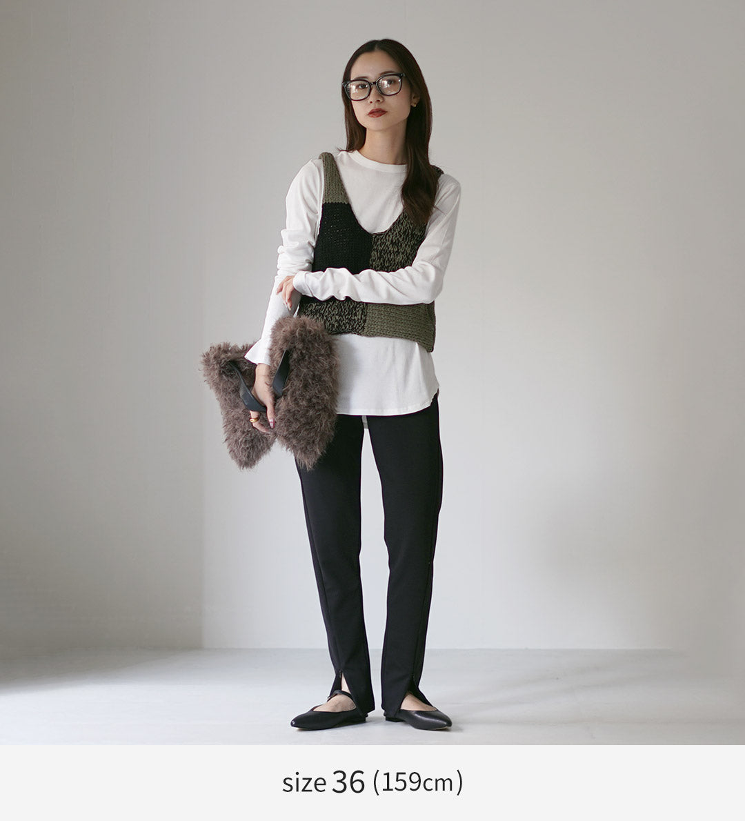 YENN（イェン） フロントスリット レギンス /イージーパンツ スリム