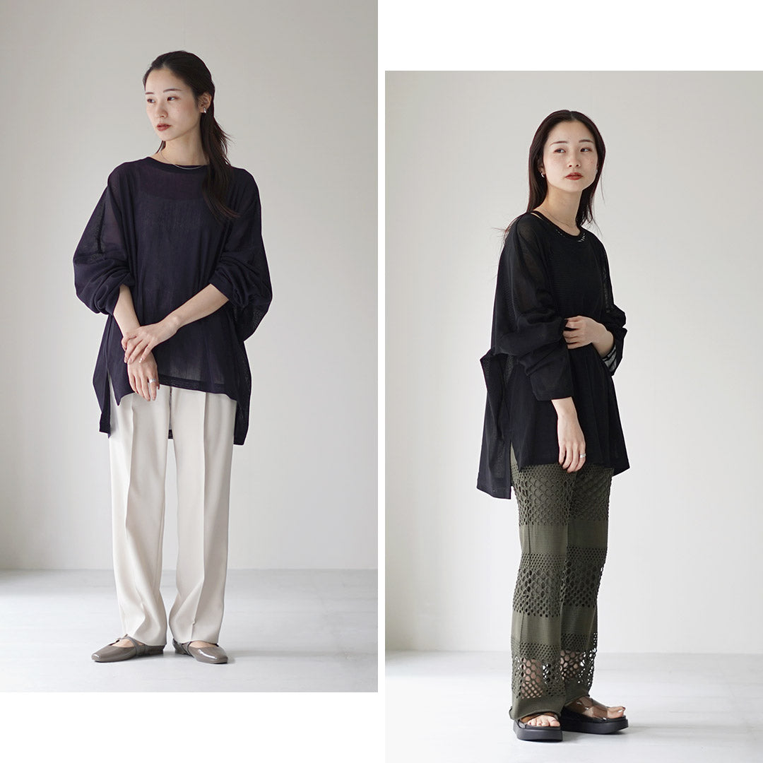 mizuiro ind（ミズイロインド） メッシュ ロング スリーブ ワイドTEE