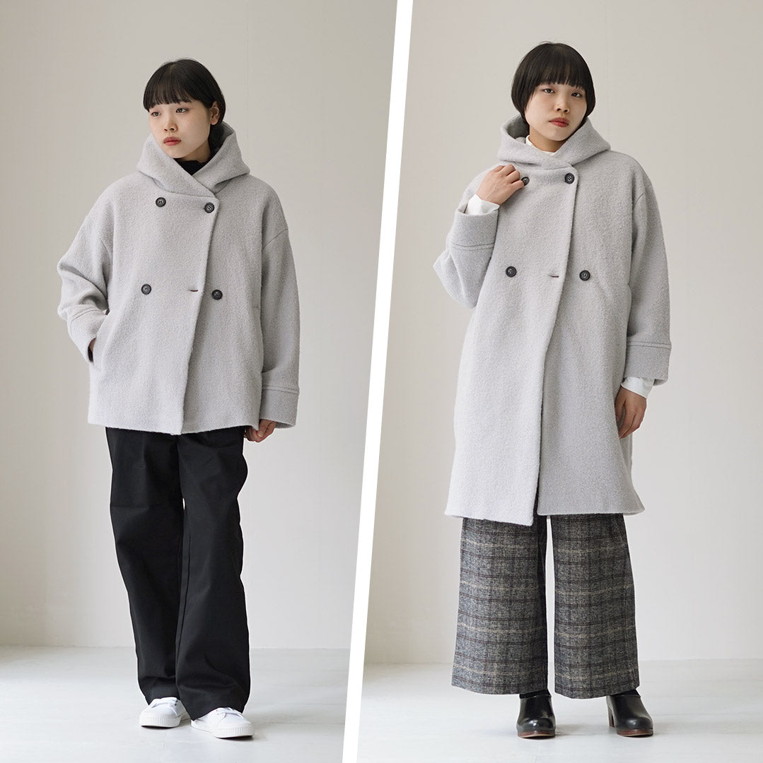 MAO MADE（マオメイド） ダブルボタン ミドル フ—ディー ジャケット