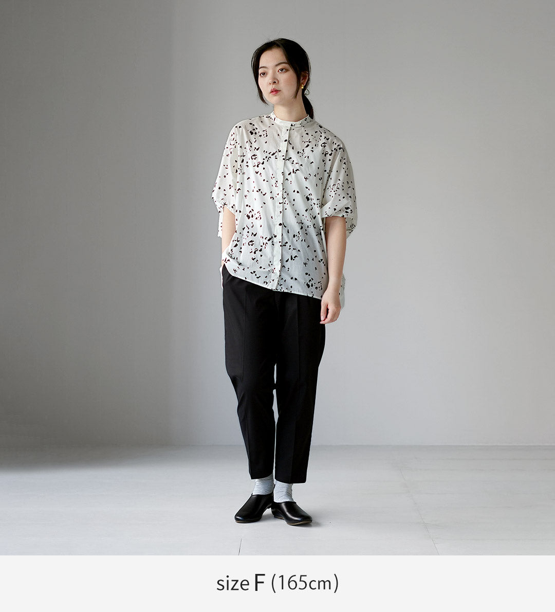 mizuiro ind（ミズイロインド） プリント スタンドカラー コクーン