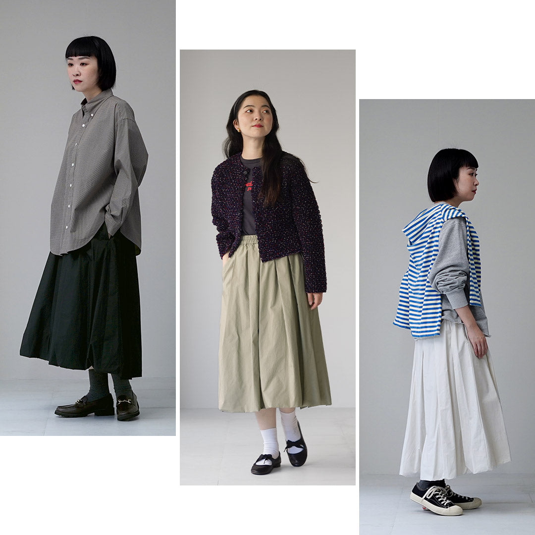 MIDIUMI（ミディウミ） バルーン スカート / 膝下 ロング 無地 黒