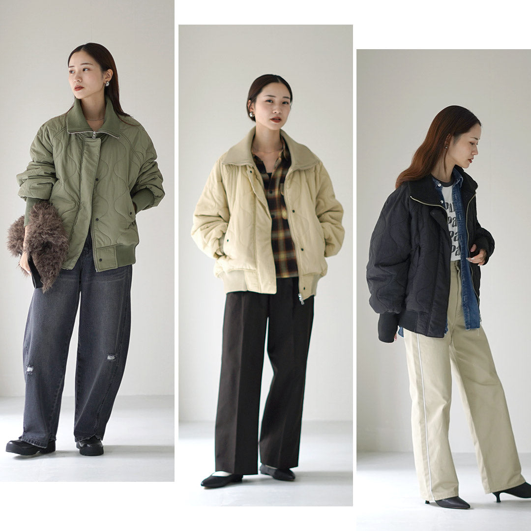 KHA:KI（カーキ） ミリタリーキルト ジップアップジャケット