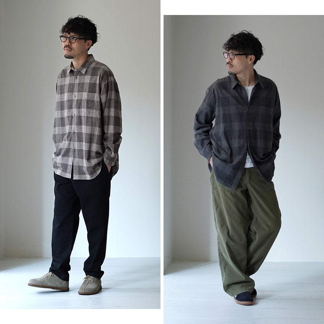 FUJITO（フジト） コットン/ヤク ブロックチェック ビッグサイズシャツ