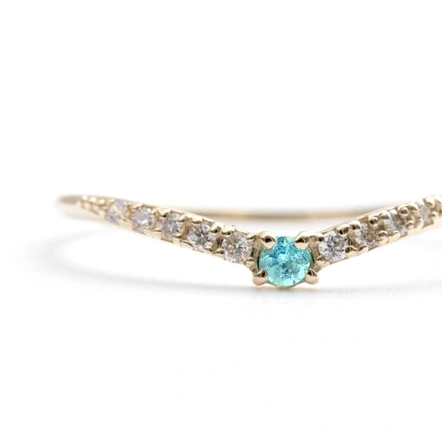 パライバトルマリン V字リング レディース K10 10金