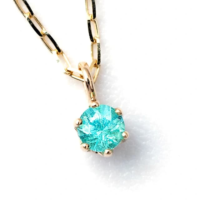 パライバトルマリン 6本爪ネックレス レディース K10 10金