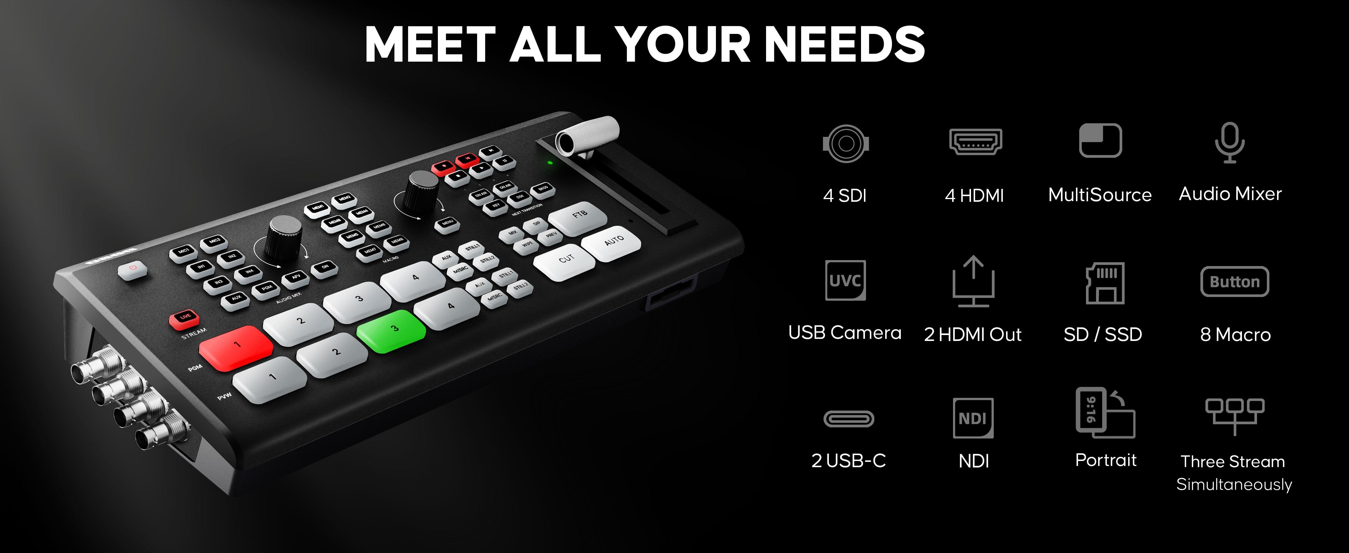 GoStream Duet: SDI Live Stream Switcher with NDI & Multi-Camera