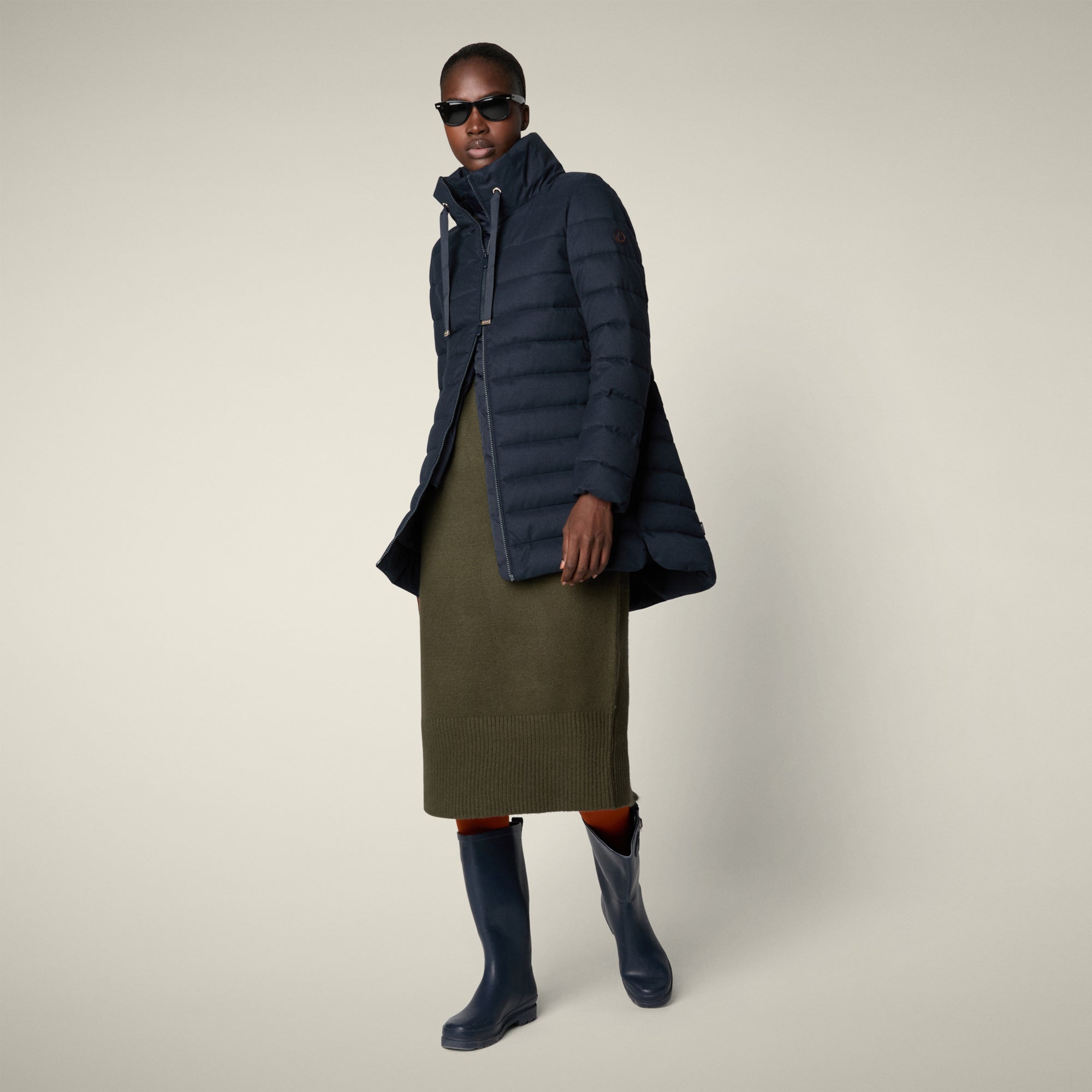 Women's Animal free puffer Jacket Carly in navy blue - Save The Duck