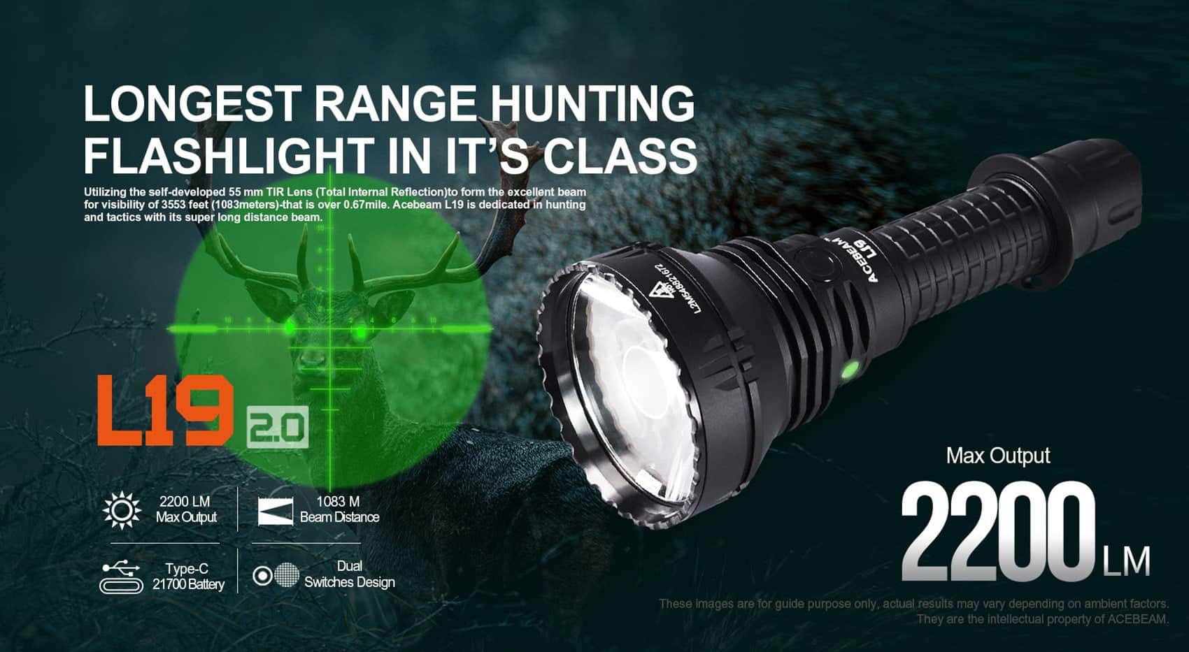 Acebeam L19 2.0 Long Range Flashlight — Killzone Flashlights