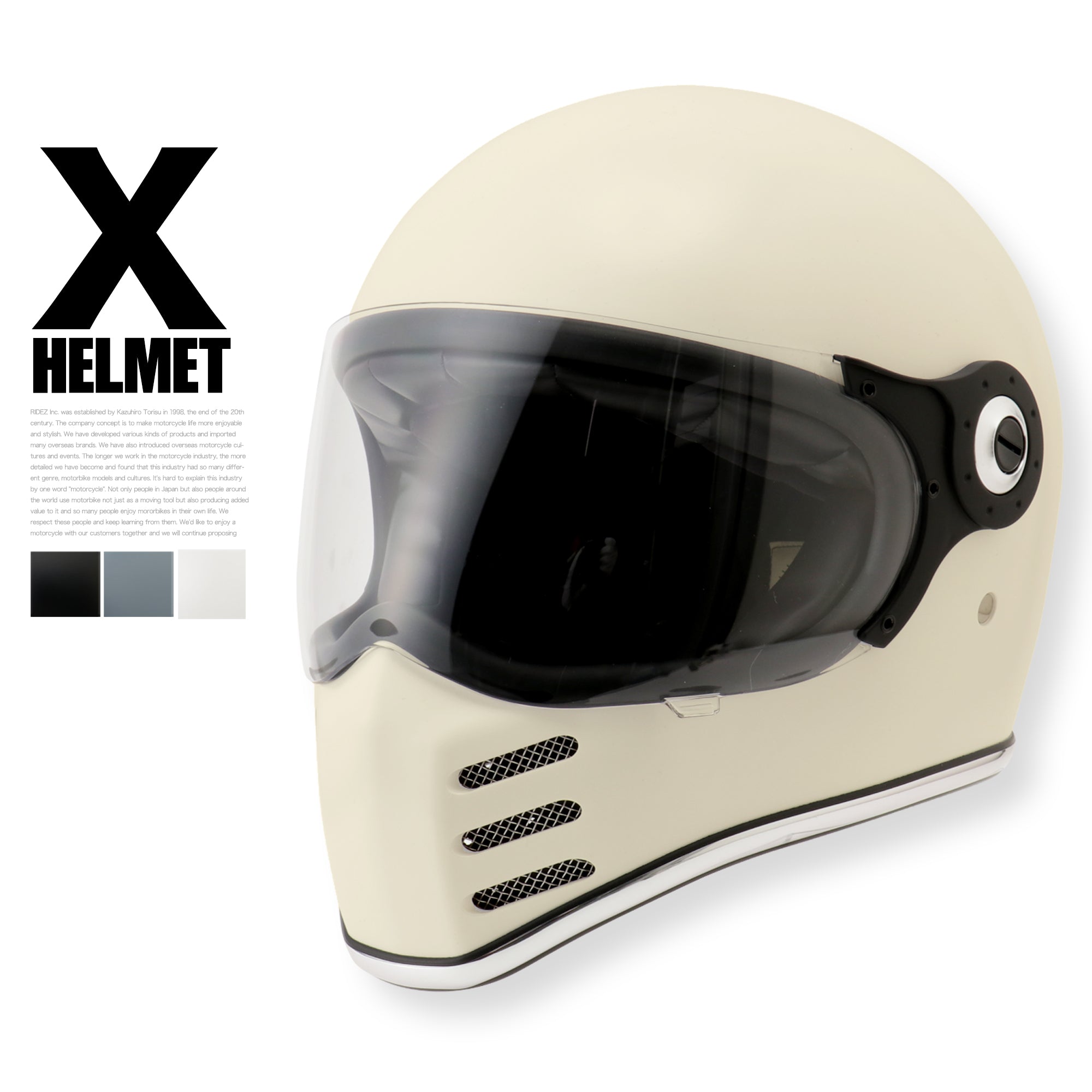 バイク用フルフェイスヘルメットRIDEZ X HELMET OFF WHITE | バイク