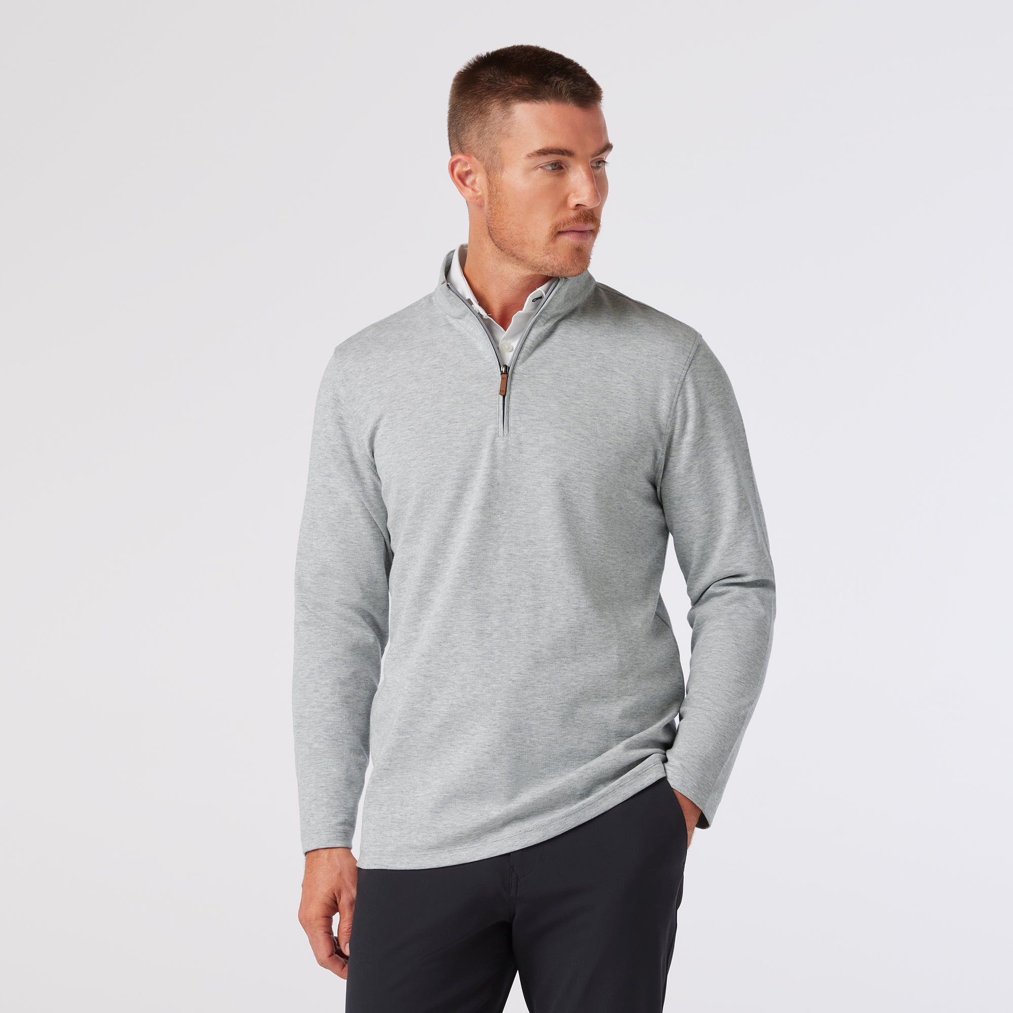 Cool Gray Heather KPI Quarter Zip | Mizzen+Main