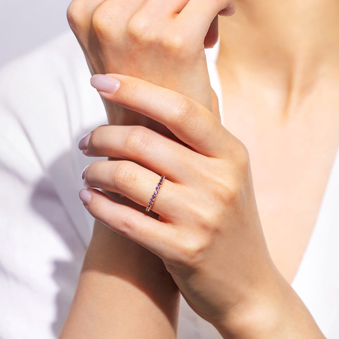 ビズー公式】アメジスト2月の誕生石 K18(18金) PTリング エマ | 希少石