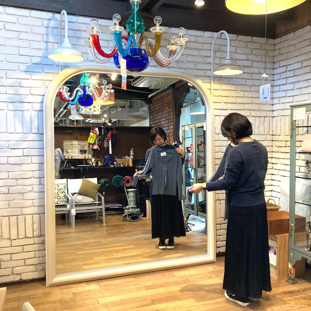 大きなミラー 全身鏡 大型ミラー エレガント 中古 白枠 ホワイト 木製