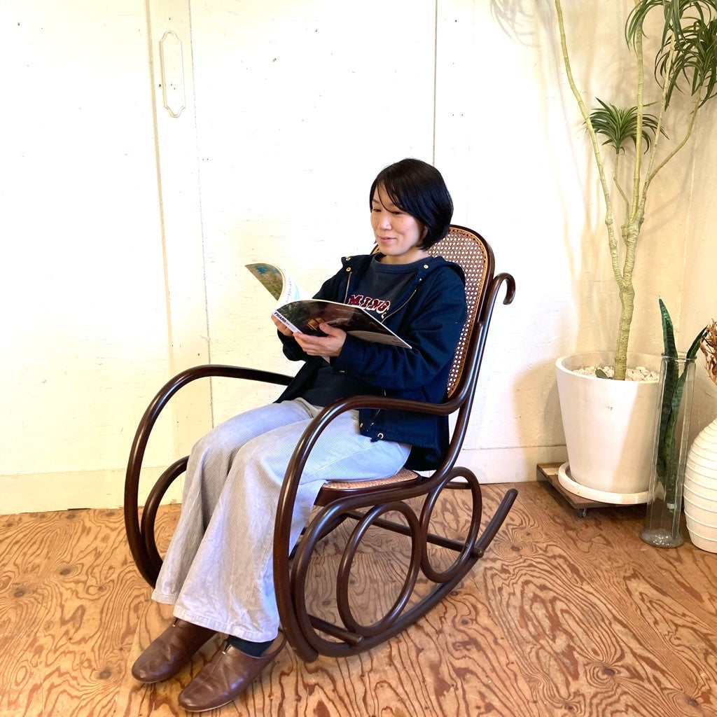 秋田木工 曲木のロッキングチェア 5-RU 籐編み 中古 ゆらゆら ゆったり