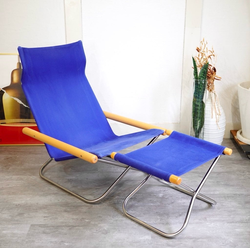 ニーチェア / Nychair X オットマン付き ブルー 新居 猛 中古