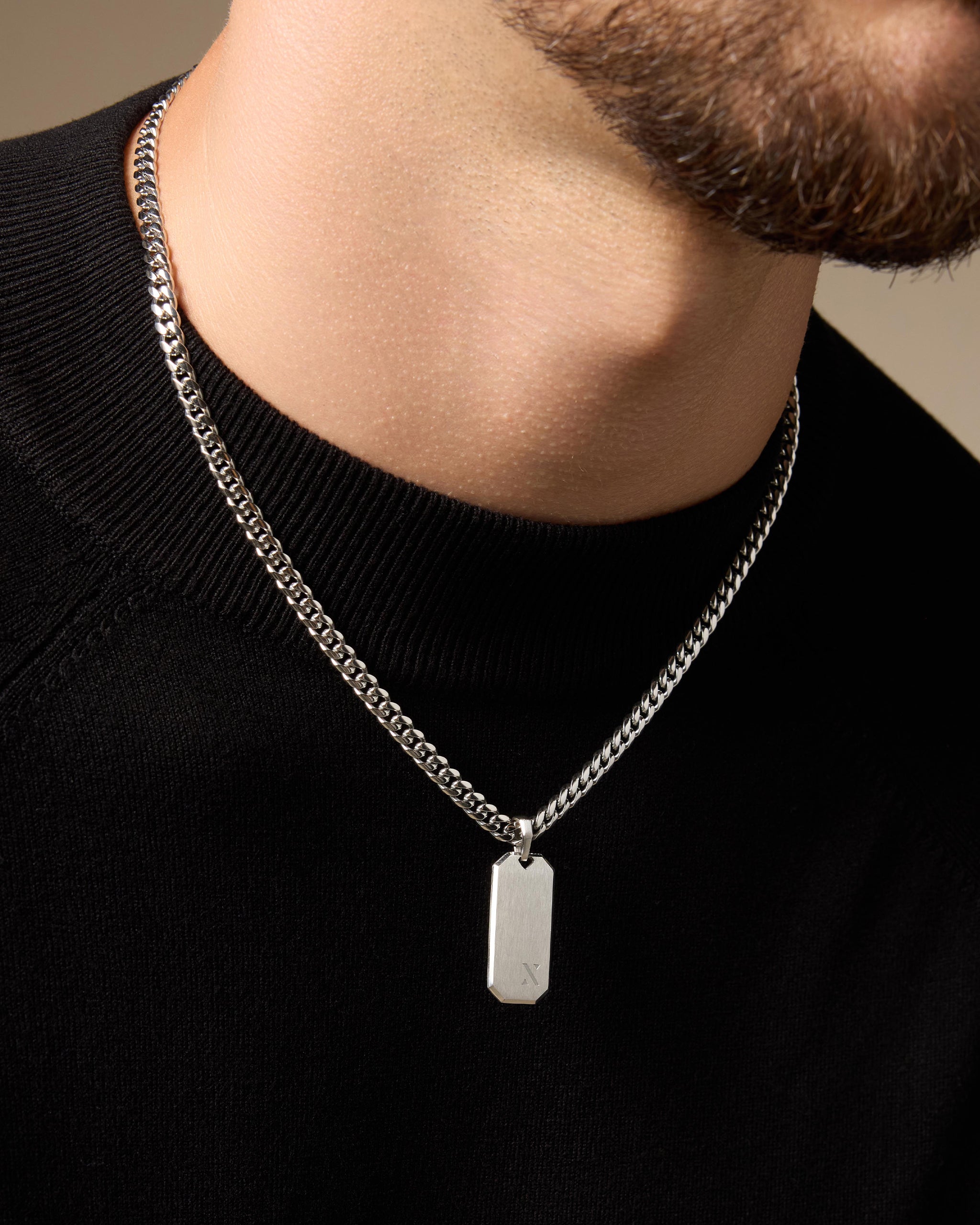 Beverly Pendant - Men's Modern Silver Tag Pendant - JAXXON