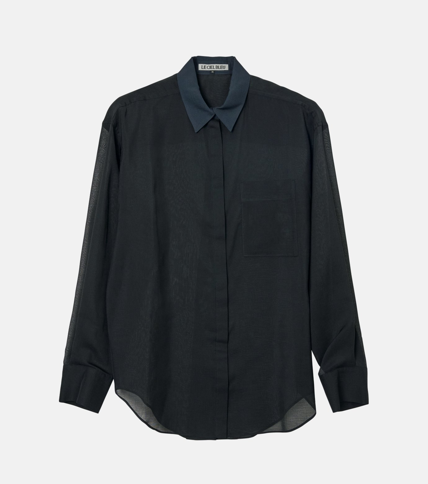 ル シェル ブルー - LE CIEL BLEU | Sheer Shirt w/Contrast | RESTIR