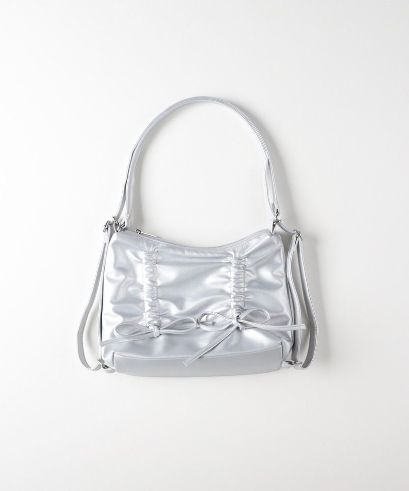 2WAYリボンバッグ(ONE SIZE シルバー): ファッション雑貨｜Right-on