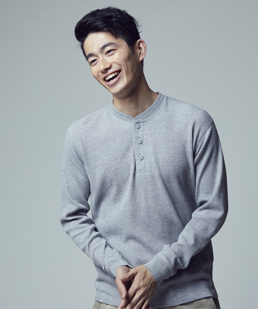 TOUGH AGE」ワッフルヘンリーロンT メンズ(S 濃色): トップス｜Right