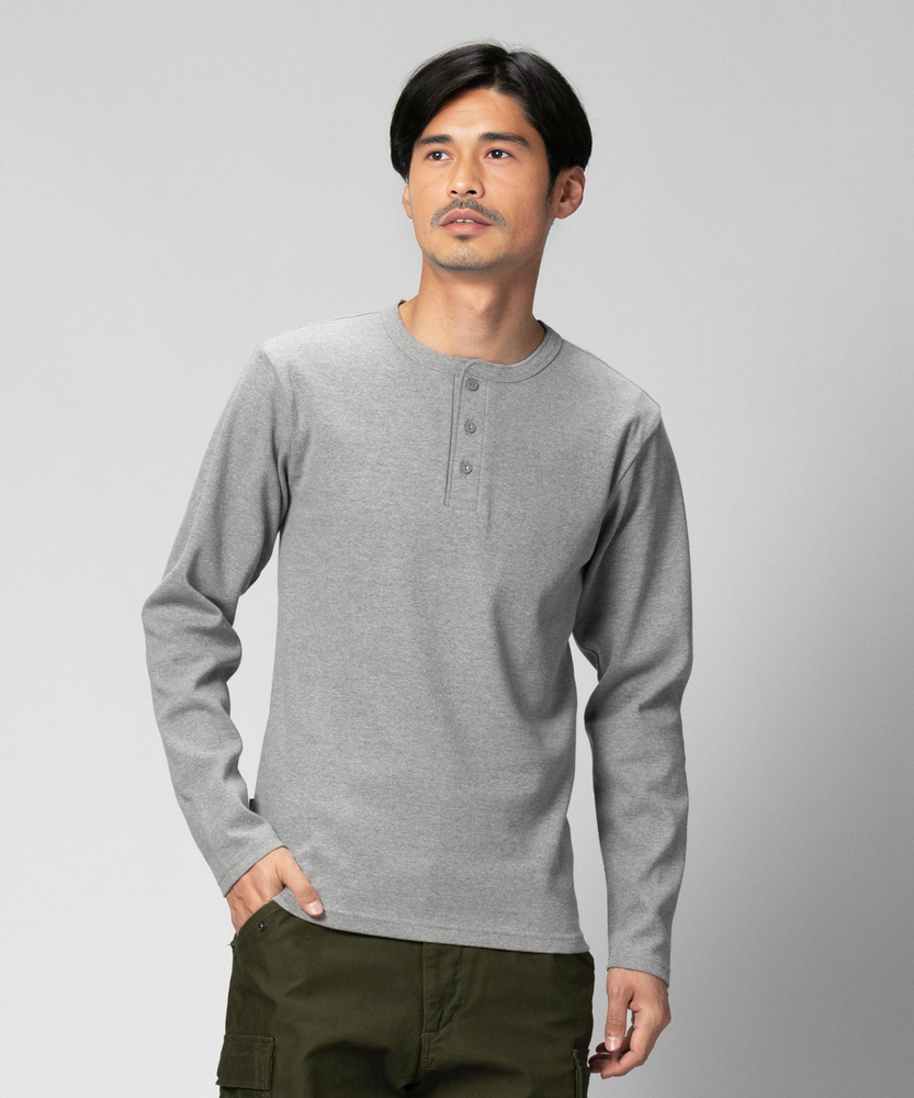 テレコヘンリーネック長袖Tシャツ(S ホワイト): トップス｜Right-on