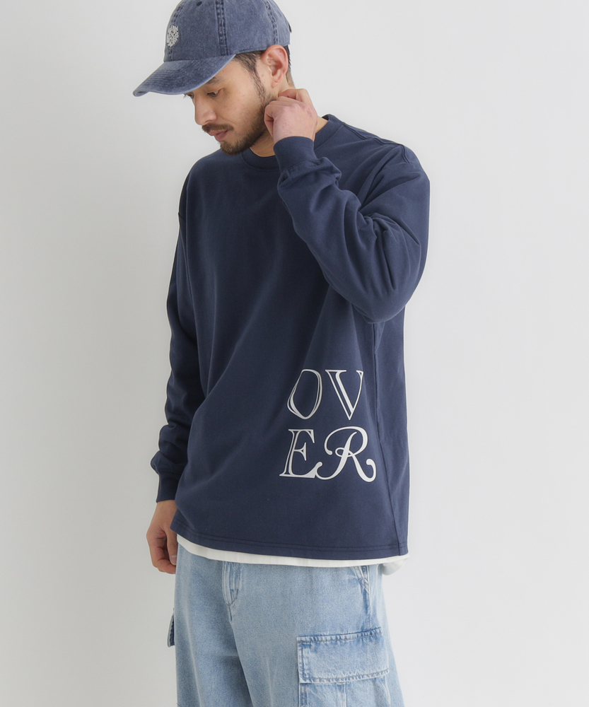 グラフィックロゴロングスリーブTシャツ(S ネイビー): トップス｜Right