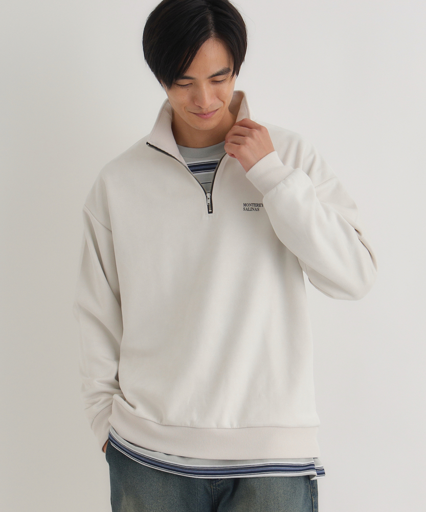 フェイクスエードハーフZIPトレーナー「NEWカラ―追加」(M オフシロ