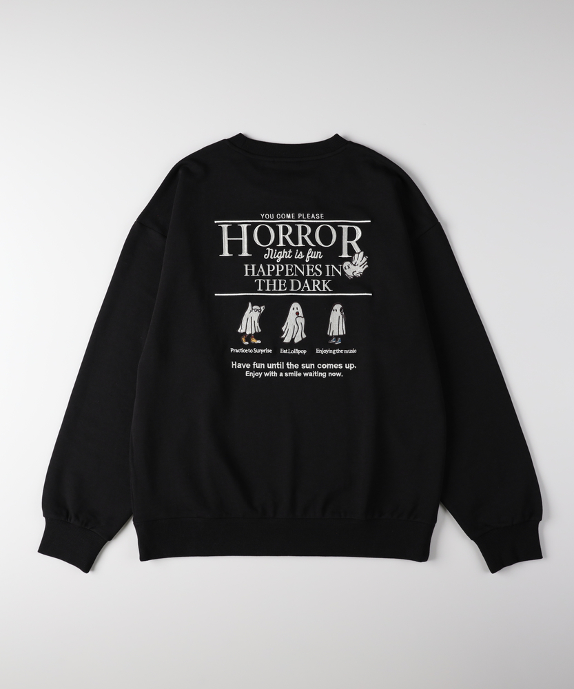 POWER TO THE PEOPLE】ゴースト刺繍クルーネックトレーナー(M グリーン