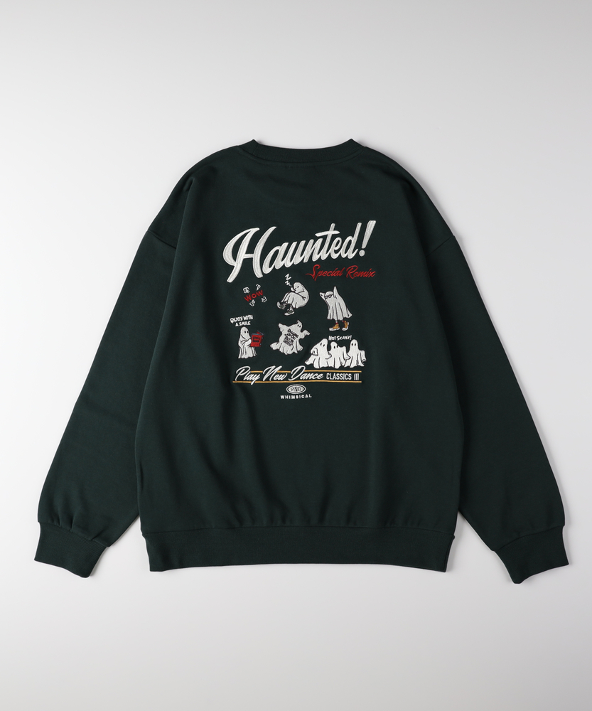 POWER TO THE PEOPLE】ゴースト刺繍クルーネックトレーナー(M グリーン