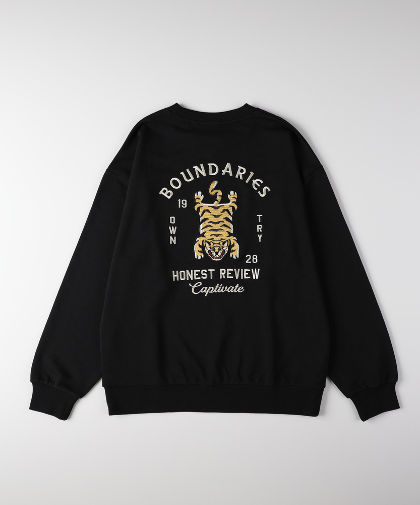 POWER TO THE PEOPLE】刺繍グラフィッククルーネックトレーナー(M