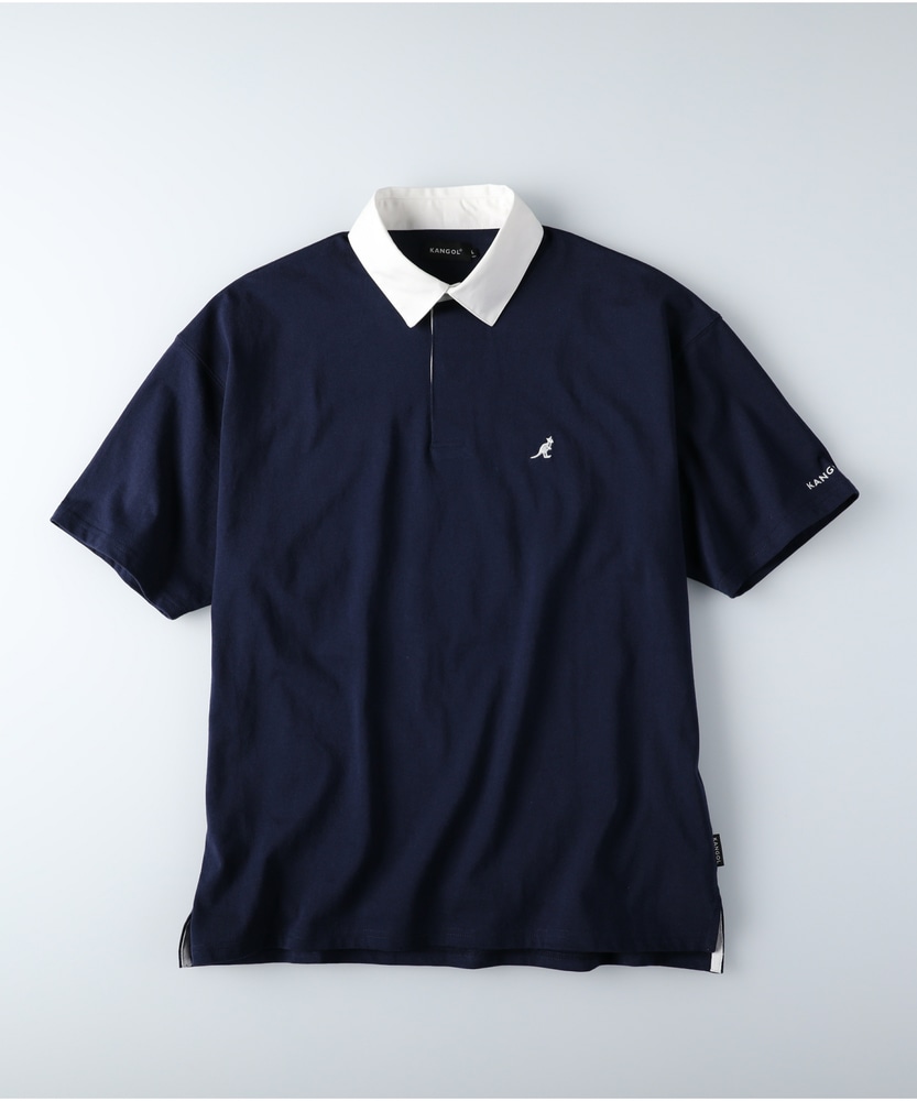 ビッグシルエット無地ラガーシャツ メンズ(M ネイビー): トップス