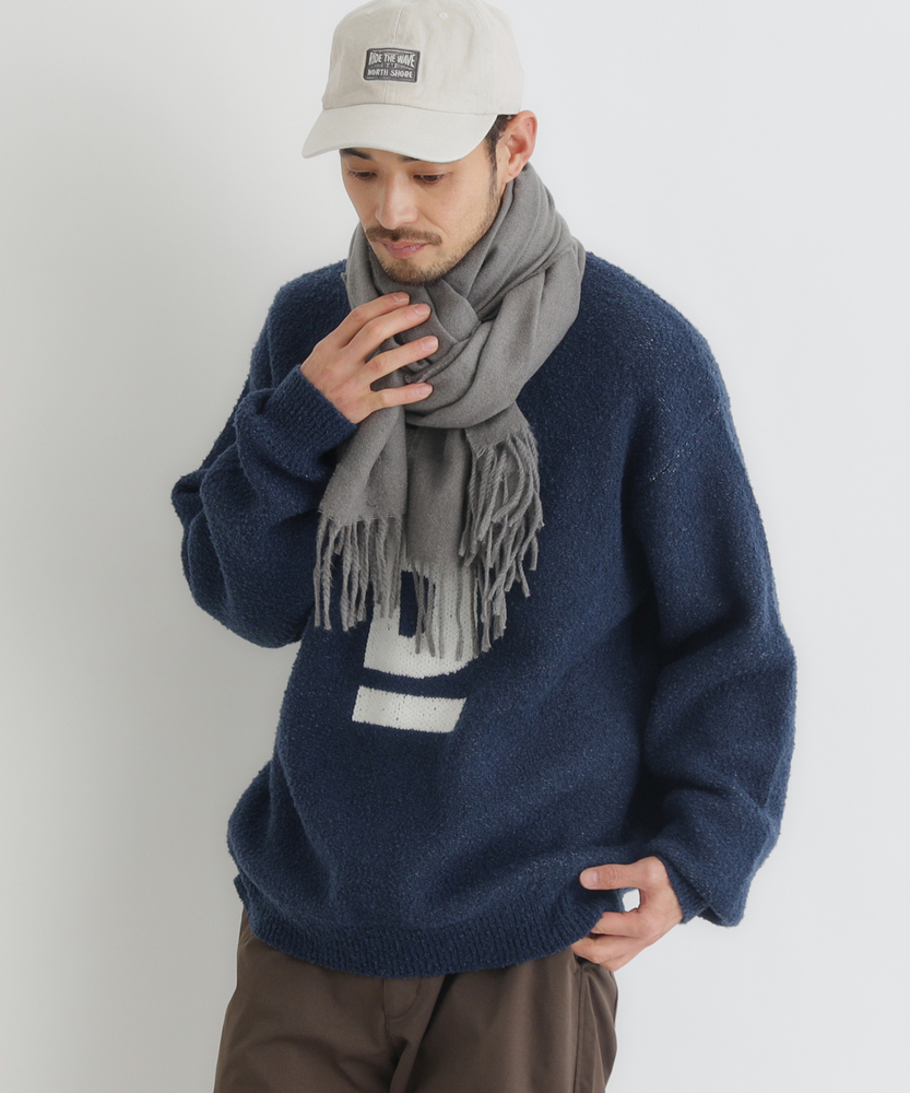 ダブルジャガードロゴクルーネックセーター(S ネイビー): トップス