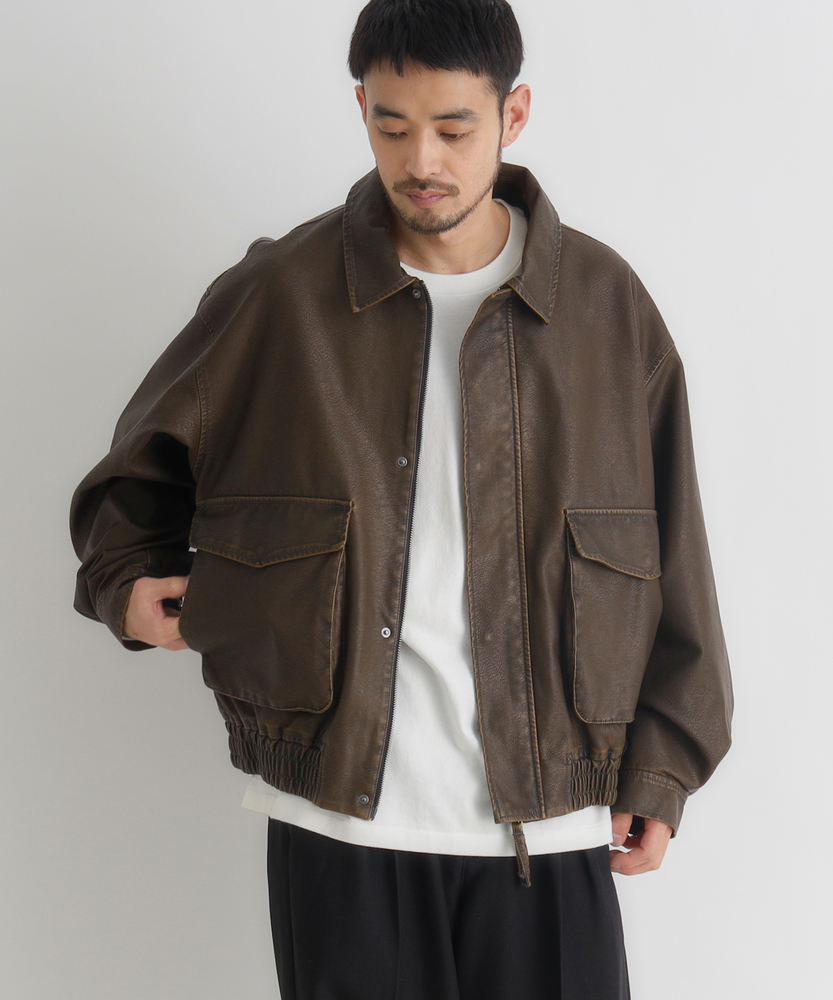 合成皮革 A-2フライトジャケット(S ブラウン): ジャケット/アウター