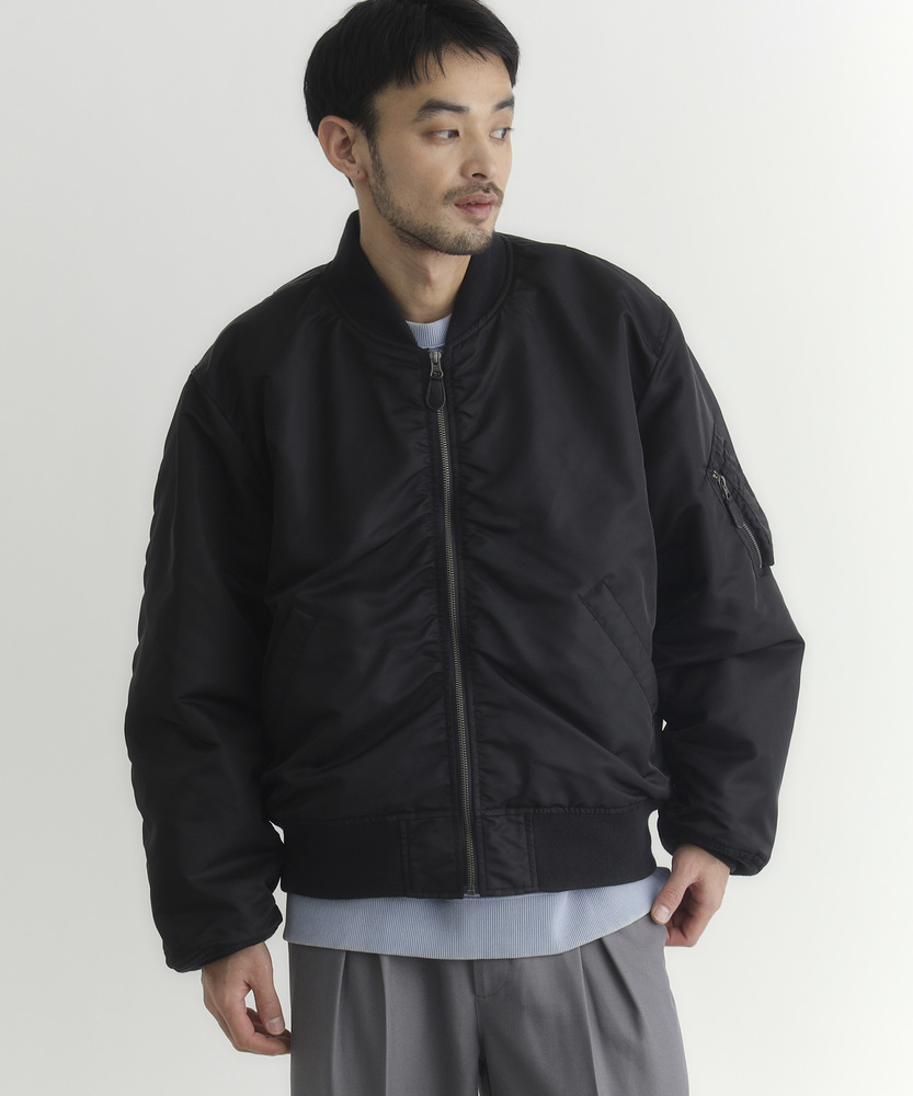 ビッグシルエットMA-1ブルゾン(M ブラック): ジャケット/アウター