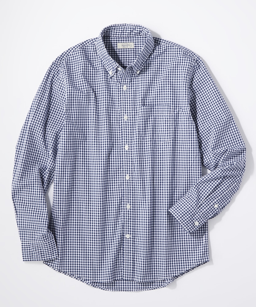 ギンガムチェックボタンダウンシャツ メンズ(S ネイビー): トップス
