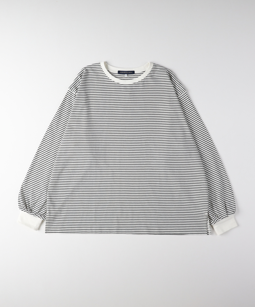 ボーダーロングスリーブTシャツ(S オフホワイト＊ブラック): トップス