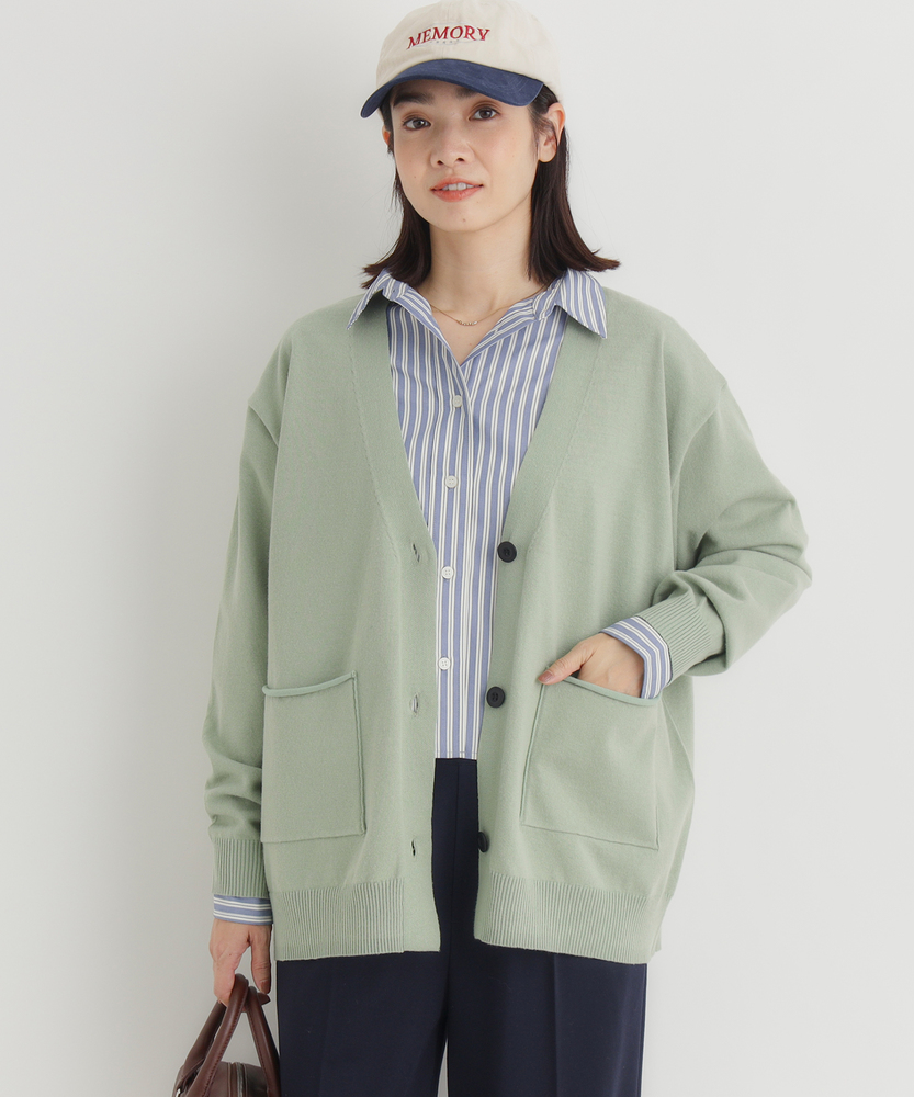 コットン混Vネックカーディガン(S ライトグレー): トップス｜Right-on