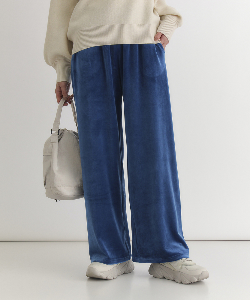 ベロアイージーワイドパンツ(S ブルー): ボトムス｜Right-on公式