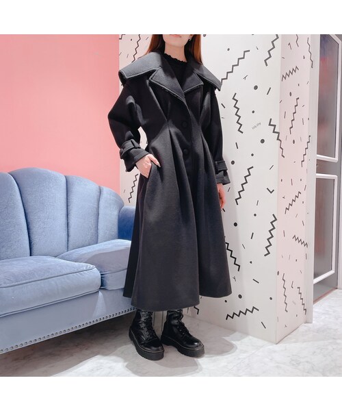 lilLilly リルリリー バルーンレザーコート ブラック staff】バルーン