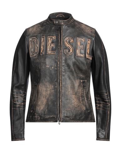 Diesel Man Jacket Dark Brown Size 44 Cow Leather | ModeSens