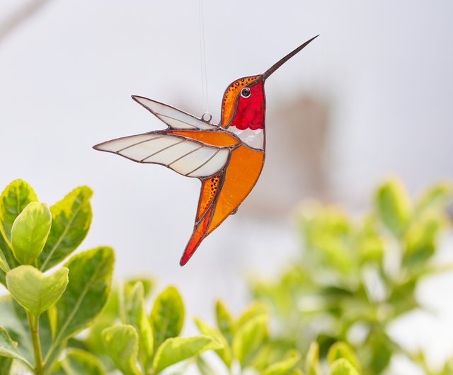 送料無料】ウクライナ Hummingbird suncatcher stained glass, window