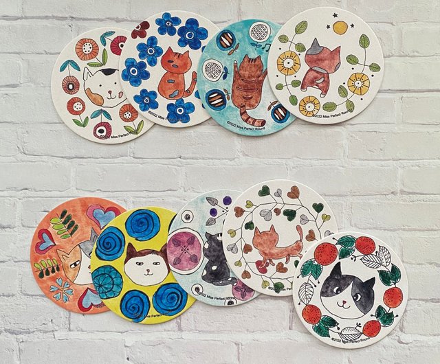 台湾 +潤在我心+手描き風紙製コースターセット/厚紙コースター/9枚入り